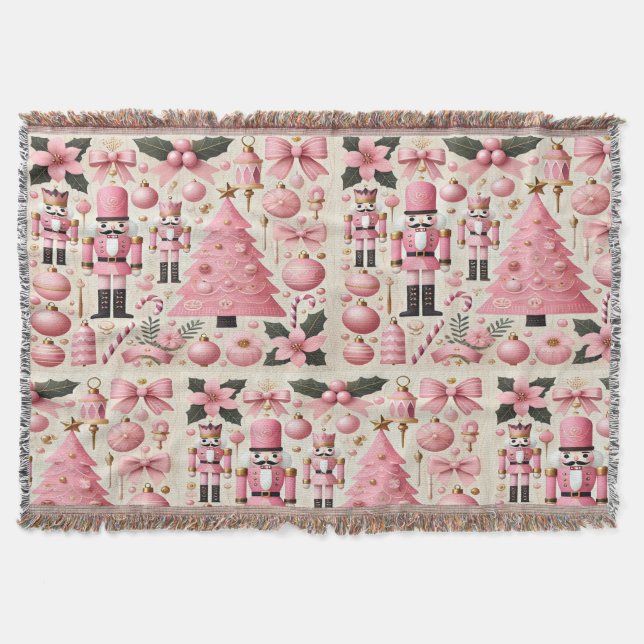 Manta Árbol de Navidad Bailarín de Nuez Rosa  (Anverso)