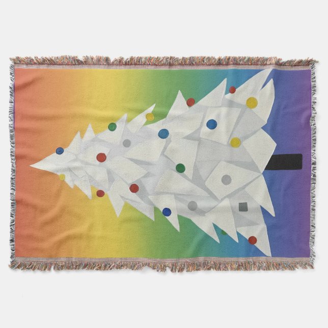 Manta Árbol de Navidad de origami blanco (Anverso)