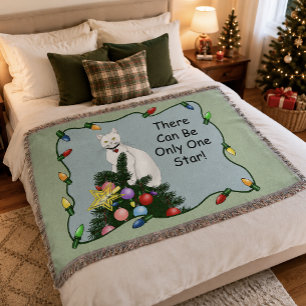 Manta Árbol de Navidad Divertido y Festivo Gato Blanco D