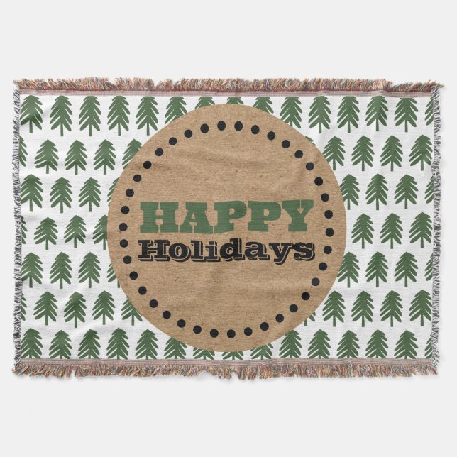 Manta Árbol de Navidad verde y blanco moderno (Anverso)