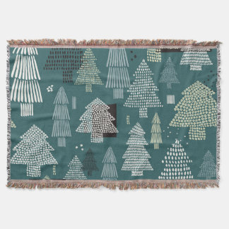 Manta Árboles de invierno, patrón vintage de Navidad.