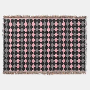 Manta Argel gris negro rosado retro