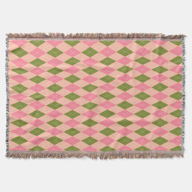 Manta Argel Preppy clásico en Bonito rosa y verde (Anverso)