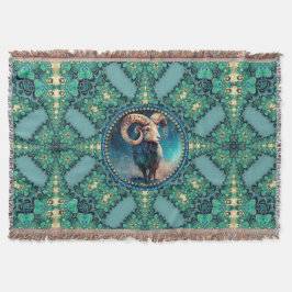 Manta Aries Zodiac Green Blue Fractal Lace