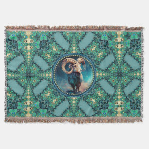 Manta Aries Zodiac Green Blue Fractal Lace