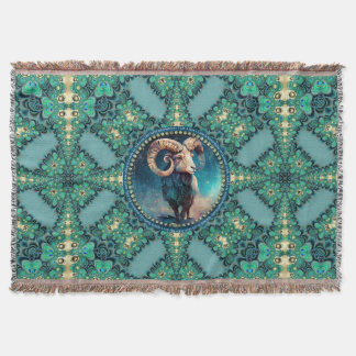 Manta Aries Zodiac Green Blue Fractal Lace