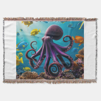 Manta Armonía de pulpo y arrecife de coral"