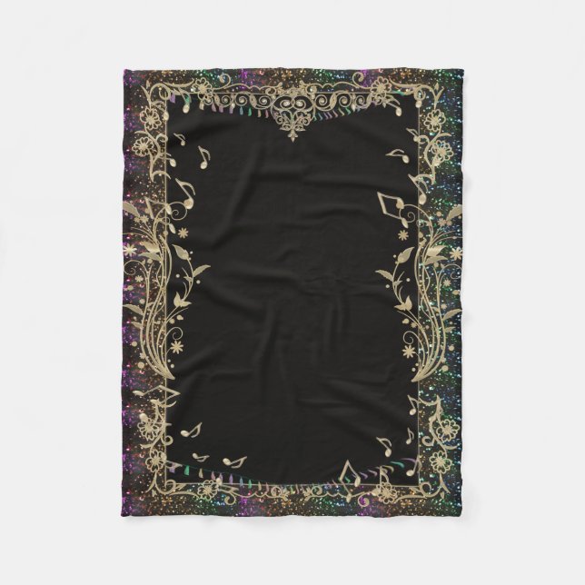 Manta arreglada purpurina del diseño de las notas (Anverso)