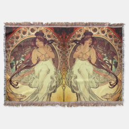 Manta Art Nouveau Alphonse Mucha elegante mujer cosecha