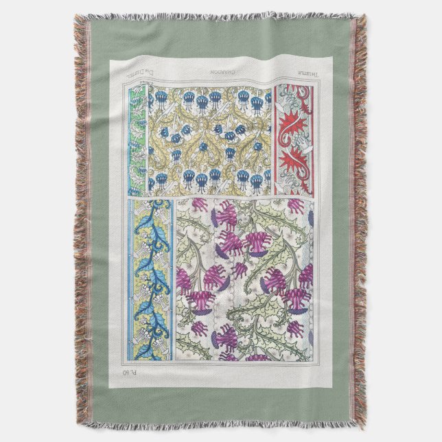 Manta Art Nouveau floral thistle textil art verneuil (Frente vertical)