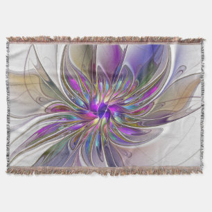 Manta Arte abstracto fractal de flores enérgico y colori