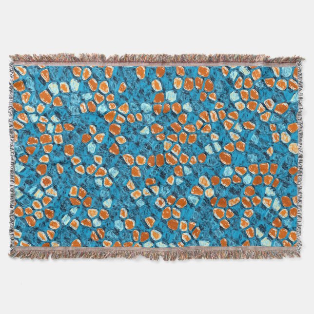 Manta Arte abstracto naranja y azul (Anverso)