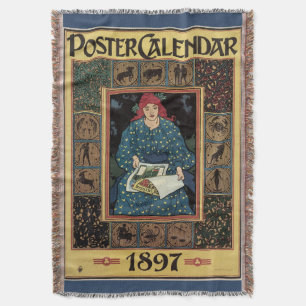 Manta Arte Antiguo Moderno, Mujer Leyendo Libro de Astro