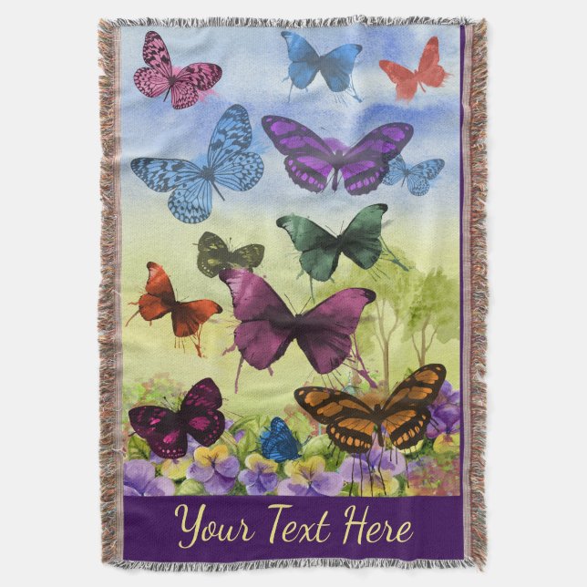 Manta Arte colorido brillante de las mariposas (Frente vertical)