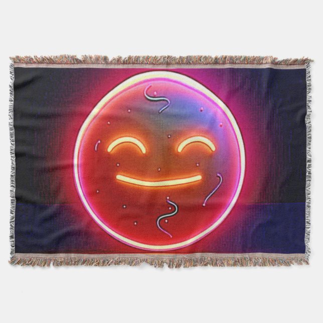 Manta Arte de Cara Feliz con Resplandor de Neón (Anverso)