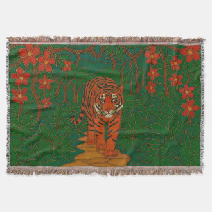 Manta Arte de cloisonné Tigre en el camino de la selva