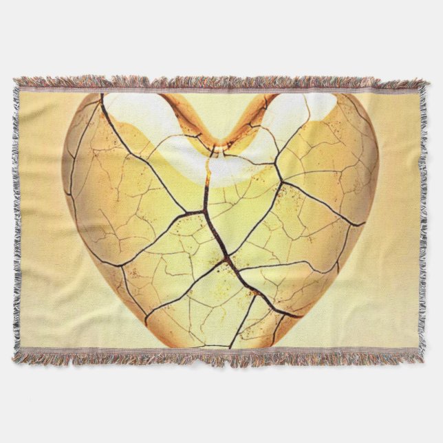 Manta Arte de Corazón Agrietado Dorado (Anverso)