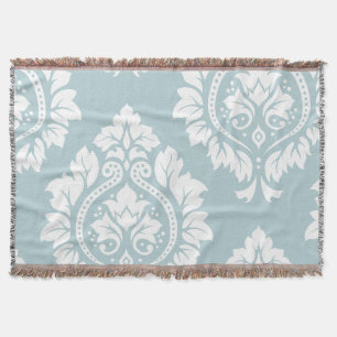 Manta Arte de Damasco Decorativo I Blanco sobre Azul de