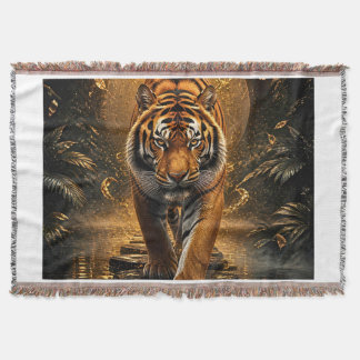 Manta Arte de Fauna y Flora de Lujo del Tigre Dorado
