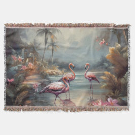Manta Arte de flamenco tropical vintage de Florida