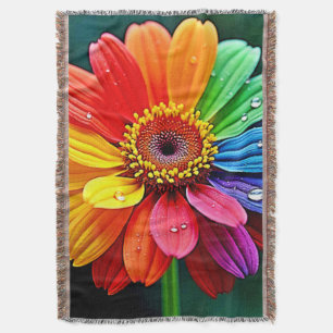 Manta Arte de Flor de Pétalo de Arcoíris