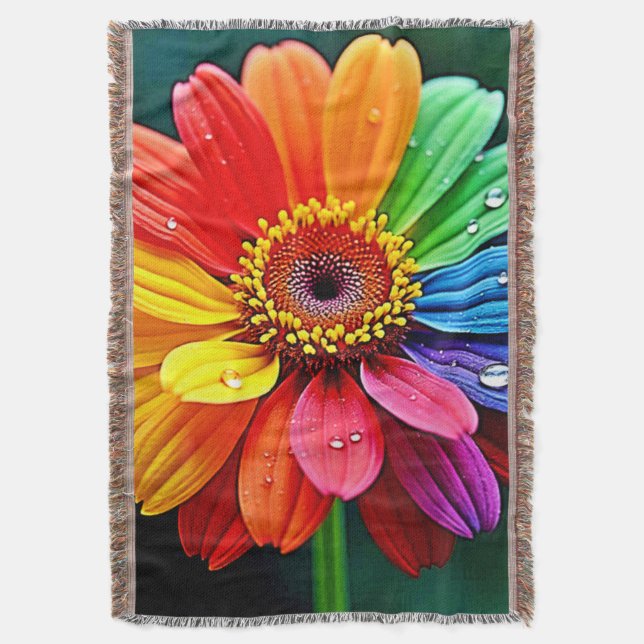 Manta Arte de Flor de Pétalo de Arcoíris (Frente vertical)