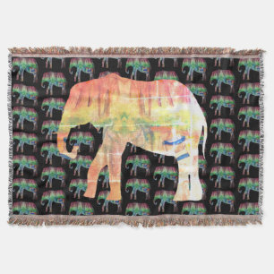 Manta Arte de la acuarela del elefante