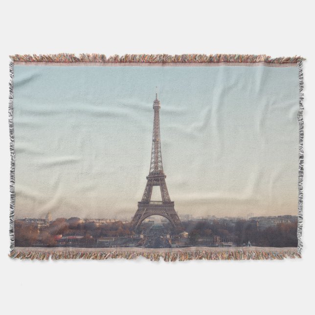 Manta Arte de la Torre Eiffel de París en Pastel Suave (Anverso)