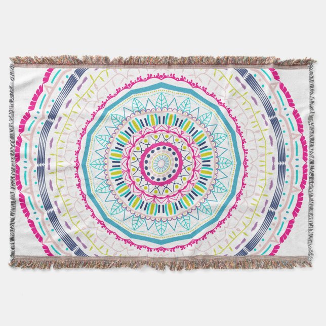 Manta Arte de Mandala Colorido Vibrante (Anverso)