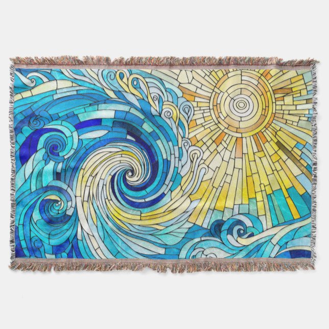 Manta Arte de mosaico de Ocean Wave Sun (Anverso)