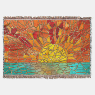 Manta Arte de mosaicos de la salida del sol sobre el mar