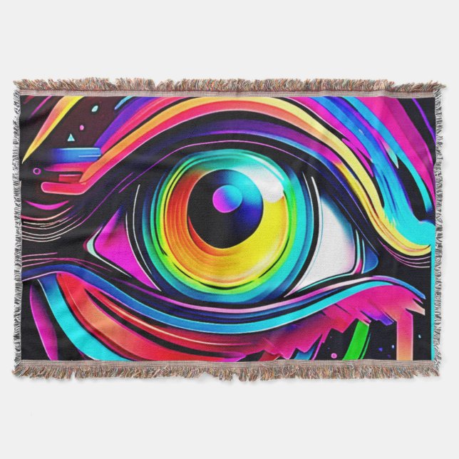 Manta Arte de Ojo Psicodélico Vibrante (Anverso)