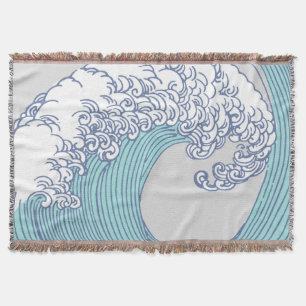 Manta Arte de olas de surf Ukiyo-e japonés vintage Costa