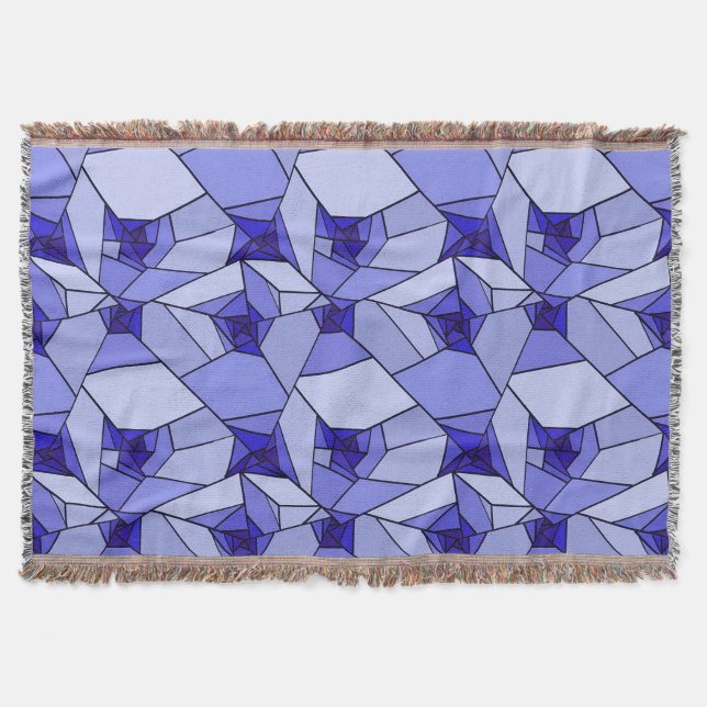 Manta Arte de patrón fluido de formas geométricas azules (Anverso)
