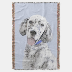 Manta Arte de perro pintado azul Belton en inglés