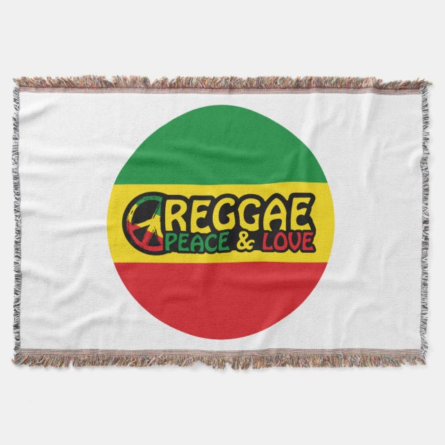 Manta Arte de reggae con palabras positivas Paz y amor (Anverso)