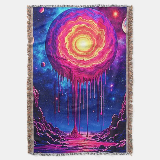 Manta Arte del planeta cósmico que gotea (Frente vertical)