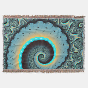 Manta Arte en espiral fractal abstracto azul turquesa na