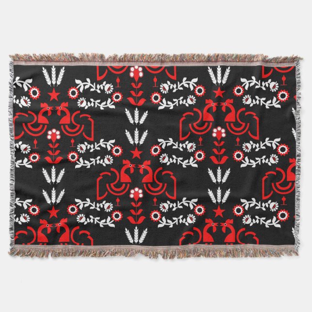 Manta Arte folclórico escandinavo de Cockerel (Anverso)