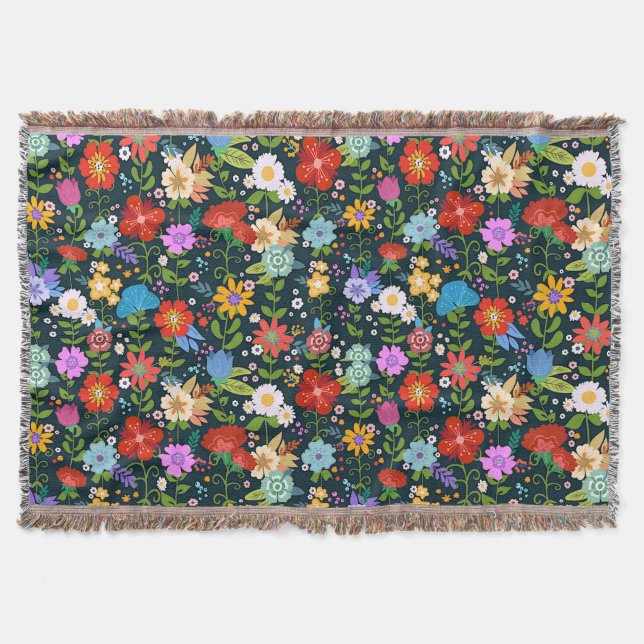 Manta Arte folclórico floral mexicano (Anverso)
