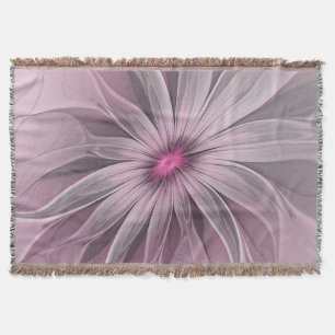 Manta Arte fractal floral abstracto de flor de ciruela d