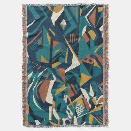 Manta Arte Geométrico Abstracto Moderno - Retro Naranja