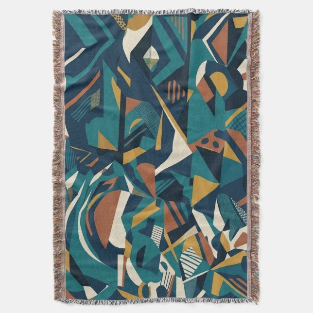 Manta Arte Geométrico Abstracto Moderno - Retro Naranja  (Frente vertical)