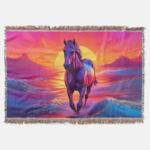 Manta Arte impresionante de caballo al atardecer
