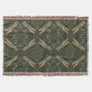 Manta Arte nuevo vintage libélula verde dorada