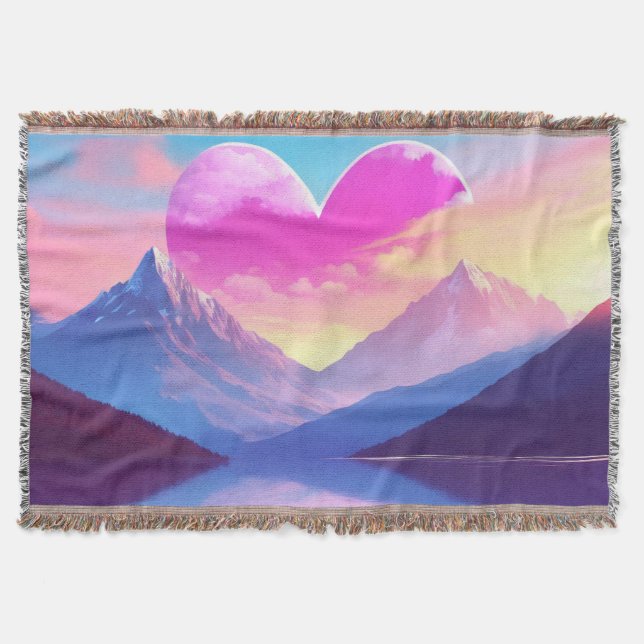 Manta Arte paisajístico de Heart & Mountain Sunset (Anverso)