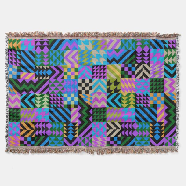 Manta Arte Popular Tribal - Azul (Anverso)