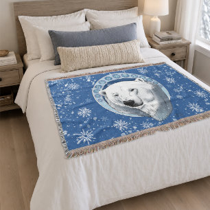 Manta Arte Sereno Azul Art Nouveau Oso Polar Copos de Ni