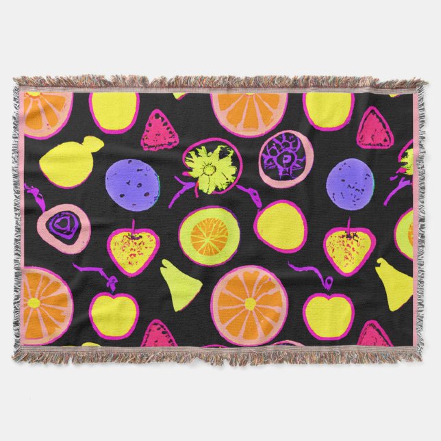 Manta Artesanía de Frutas Neón Vibrantes (Anverso)