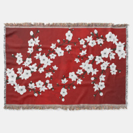 Manta Asia Floral White Cherry Blossom Red
